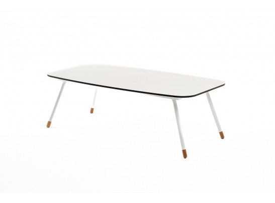 "Верона" журнальный стол из HPL 120х65, H40, каркас белый муар, цвет столешницы "молочный" в Каменске-Уральском