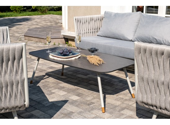 "Верона" журнальный стол из HPL 120х65, H40, каркас светло-серый (RAL 7035) муар, цвет столешницы "серый гранит" в Каменске-Уральском