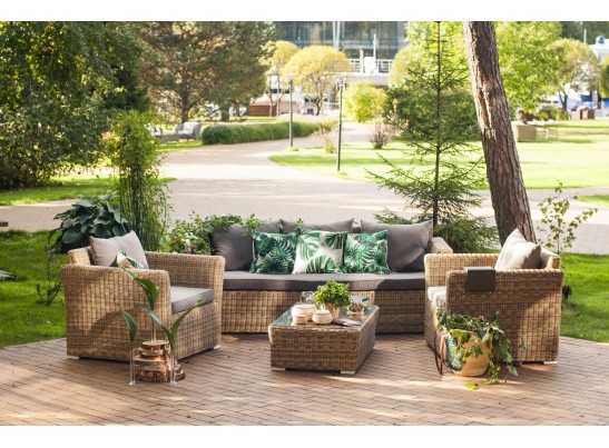 "Капучино" диван из искусственного ротанга трехместный, цвет соломенный в Каменске-Уральском