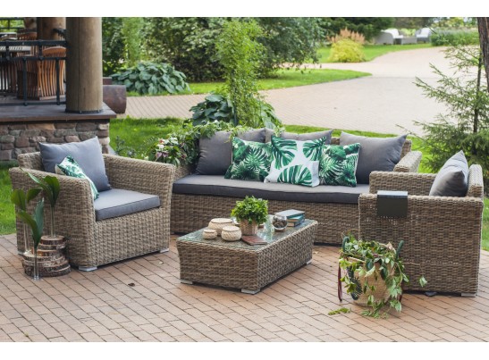 "Капучино" диван из искусственного ротанга трехместный, цвет соломенный в Каменске-Уральском