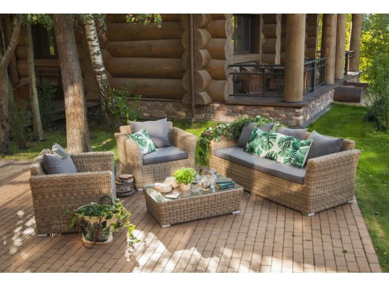 "Капучино" лаунж-зона из искусственного ротанга, цвет соломенный в Каменске-Уральском