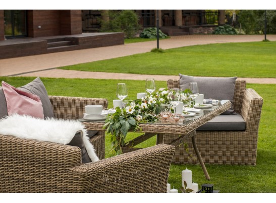 "Аффогато" обеденная группа из искусственного ротанга, цвет соломенный в Каменске-Уральском