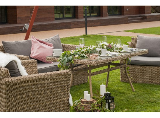 "Аффогато" обеденная группа из искусственного ротанга, цвет соломенный в Каменске-Уральском