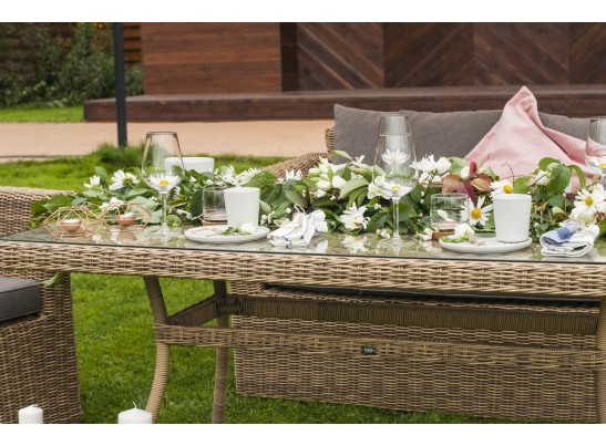 "Аффогато" обеденная группа из искусственного ротанга, цвет соломенный в Каменске-Уральском