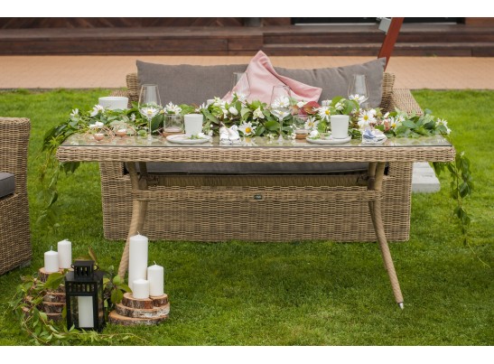 "Аффогато" обеденная группа из искусственного ротанга, цвет соломенный в Каменске-Уральском