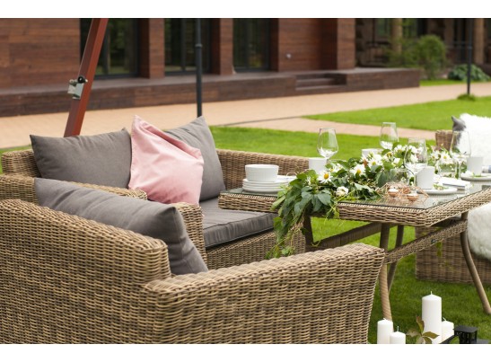 "Аффогато" обеденная группа из искусственного ротанга, цвет соломенный в Каменске-Уральском