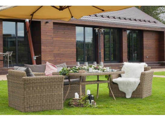 "Аффогато" обеденная группа из искусственного ротанга, цвет соломенный в Каменске-Уральском