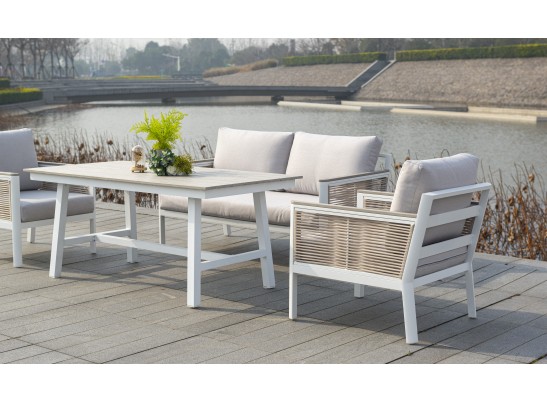 "Сан Ремо" стол обеденный из ДПК, каркас алюминиевый в Каменске-Уральском