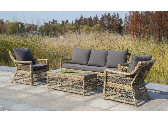 "Гранд Латте" лаунж-зона из искусственного ротанга, цвет соломенный в Каменске-Уральском