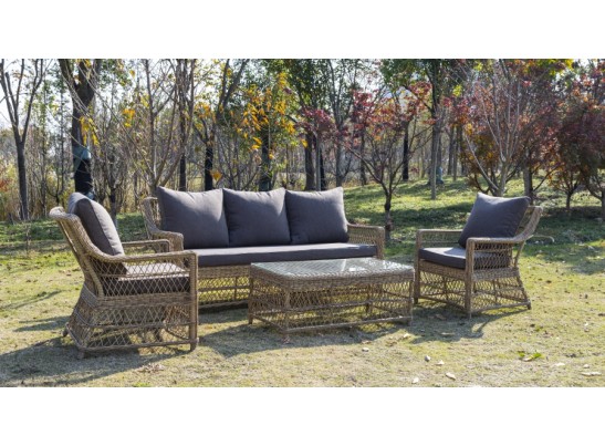 "Гранд Латте" диван трехместный из искусственного ротанга, цвет соломенный в Каменске-Уральском