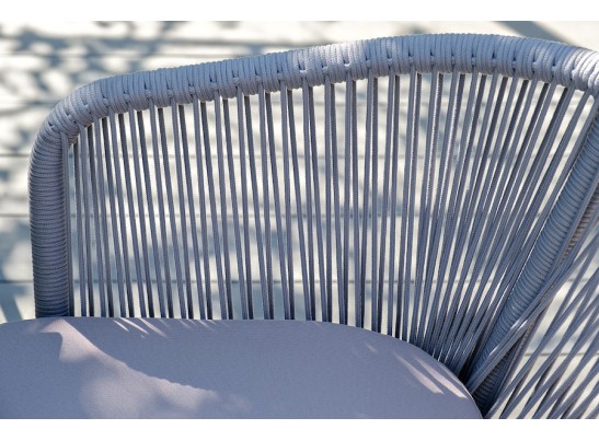 "Марсель" стул плетеный из роупа, каркас из стали серый (RAL7022) муар, роуп серый круглый, ткань серая в Каменске-Уральском