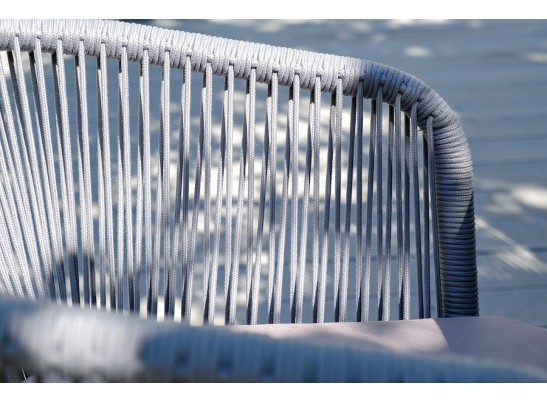 "Марсель" стул плетеный из роупа, каркас из стали серый (RAL7022) муар, роуп серый круглый, ткань серая в Каменске-Уральском