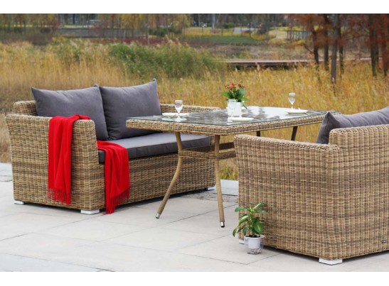 "Аффогато" обеденная группа из искусственного ротанга, цвет соломенный в Каменске-Уральском