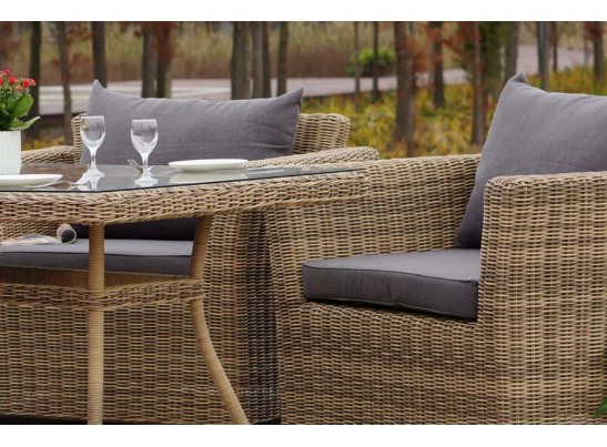"Аффогато" обеденная группа из искусственного ротанга, цвет соломенный в Каменске-Уральском