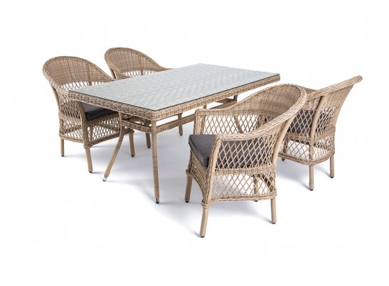 "Амароне" обеденная группа из искусственного ротанга на 4 персоны, цвет соломенный в Каменске-Уральском