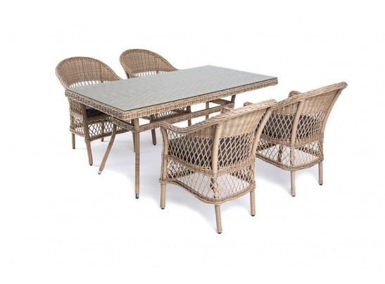 "Амароне" обеденная группа из искусственного ротанга на 4 персоны, цвет соломенный в Каменске-Уральском