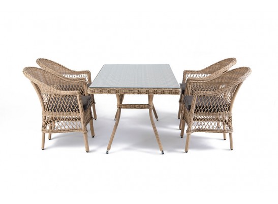 "Амароне" обеденная группа из искусственного ротанга на 4 персоны, цвет соломенный в Каменске-Уральском