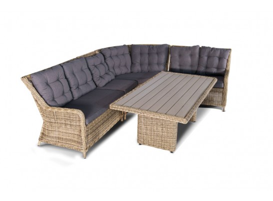 "Бергамо" обеденная группа угловая из искусственного ротанга, цвет коричневый в Каменске-Уральском