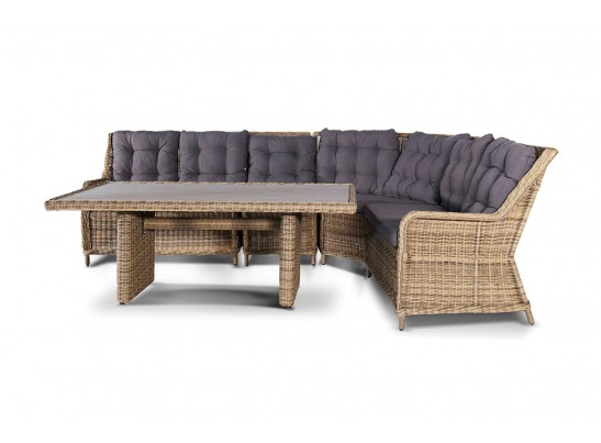 "Бергамо" обеденная группа угловая из искусственного ротанга, цвет соломенный в Каменске-Уральском