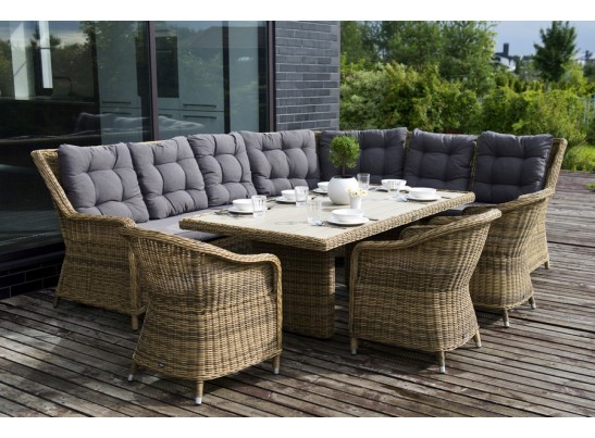 "Бергамо" обеденная группа угловая из искусственного ротанга, цвет соломенный в Каменске-Уральском