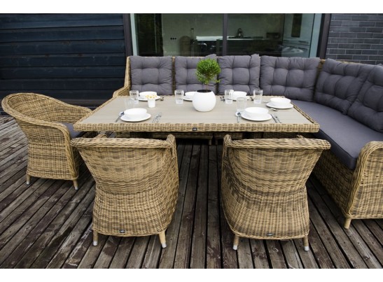 "Бергамо" обеденная группа угловая из искусственного ротанга, цвет соломенный в Каменске-Уральском