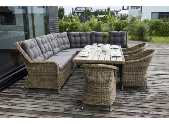 "Бергамо" обеденная группа угловая из искусственного ротанга, цвет соломенный в Каменске-Уральском