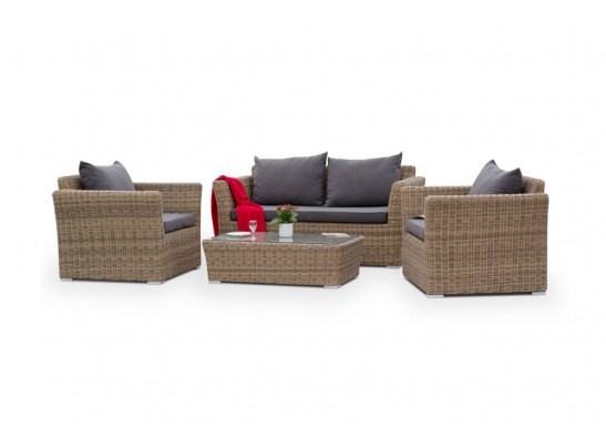 "Капучино Сингл" лаунж-зона из искусственного ротанга, цвет соломенный в Каменске-Уральском