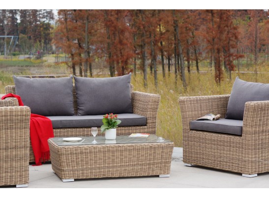 "Капучино Сингл" лаунж-зона из искусственного ротанга, цвет соломенный в Каменске-Уральском