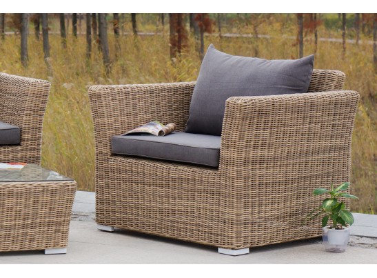 "Капучино Сингл" лаунж-зона из искусственного ротанга, цвет соломенный в Каменске-Уральском