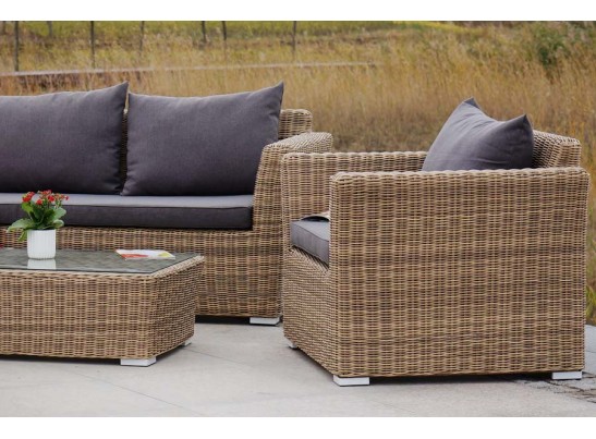 "Капучино Сингл" лаунж-зона из искусственного ротанга, цвет соломенный в Каменске-Уральском