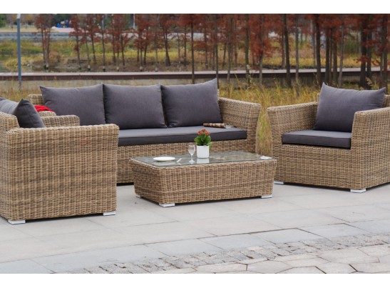 "Капучино" лаунж-зона из искусственного ротанга, цвет соломенный в Каменске-Уральском