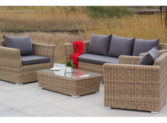 "Капучино" лаунж-зона из искусственного ротанга, цвет соломенный в Каменске-Уральском