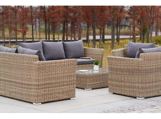 "Капучино Дабл" лаунж-зона из искусственного ротанга, цвет соломенный в Каменске-Уральском