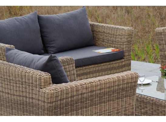 "Капучино Дабл" лаунж-зона из искусственного ротанга, цвет соломенный в Каменске-Уральском