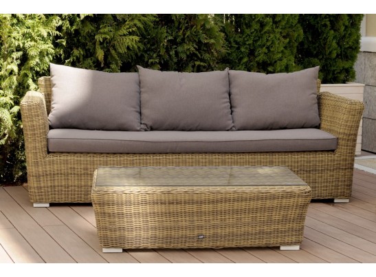 "Капучино" журнальный столик из искусственного ротанга, цвет соломенный в Каменске-Уральском