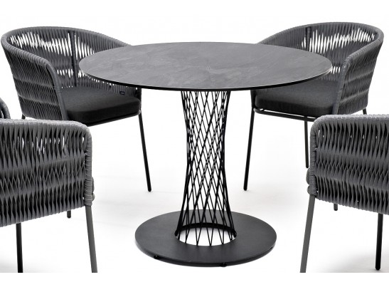 "Диего" обеденная группа на 4 персоны со стульями "Бордо" плетения колос, столешница "серый гранит" в Каменске-Уральском