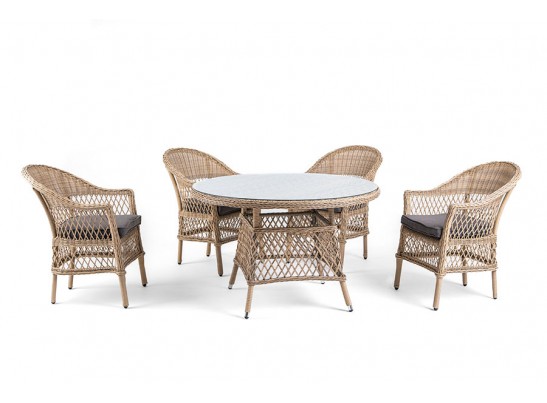"Дольче" обеденная группа из искусственного ротанга, цвет соломенный в Каменске-Уральском