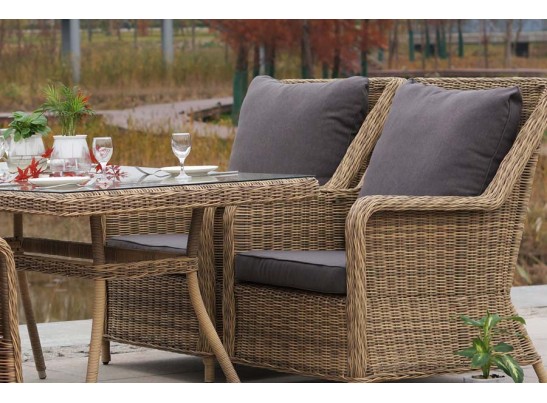 "Гляссе" обеденная группа из искусственного ротанга, цвет соломенный в Каменске-Уральском