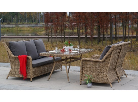 "Гляссе" диван трехместный из искусственного ротанга, цвет соломенный в Каменске-Уральском