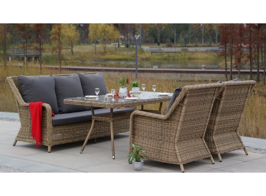 "Гляссе" диван трехместный из искусственного ротанга, цвет соломенный в Каменске-Уральском