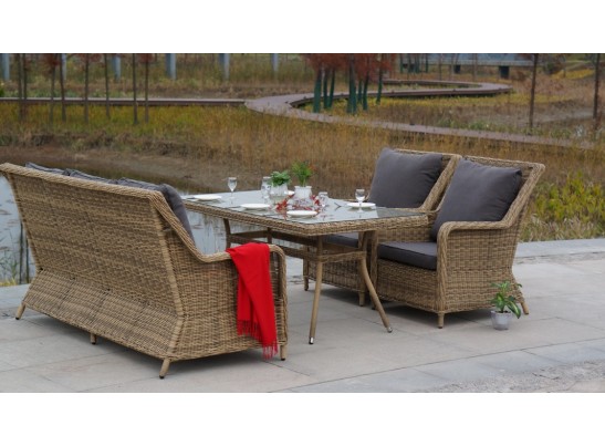 "Гляссе" диван трехместный из искусственного ротанга, цвет соломенный в Каменске-Уральском