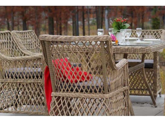"Айриш" обеденная группа плетеная на 4 персоны, цвет соломенный в Каменске-Уральском