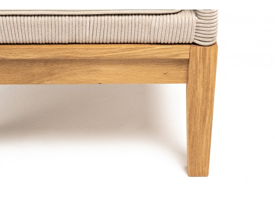 "Канны" кресло плетеное из роупа, основание дуб, роуп бежевый круглый, ткань бежевая 052 в Каменске-Уральском