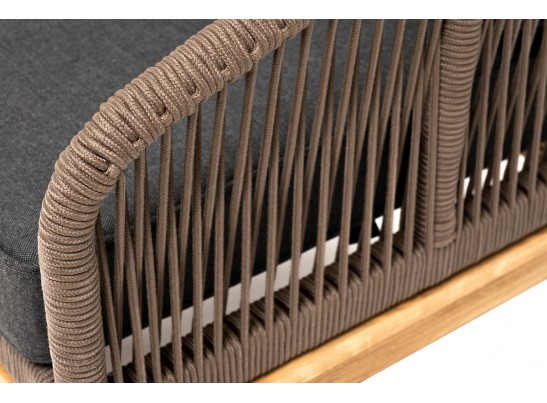 "Канны" кресло плетеное из роупа, основание дуб, роуп коричневый круглый, ткань темно-серая 027 в Каменске-Уральском