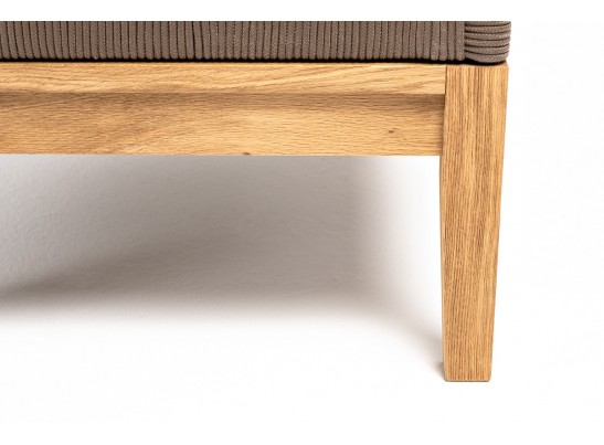 "Канны" кресло плетеное из роупа, основание дуб, роуп коричневый круглый, ткань темно-серая 027 в Каменске-Уральском