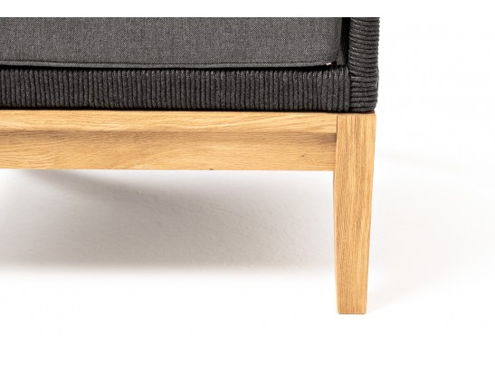 "Канны" кресло плетеное из роупа, основание дуб, роуп темно-серый круглый, ткань темно-серая 027 в Каменске-Уральском