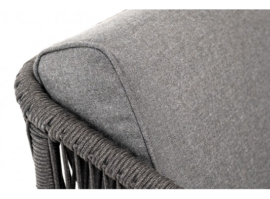 "Канны" кресло плетеное из роупа, основание дуб, роуп темно-серый круглый, ткань темно-серая 027 в Каменске-Уральском