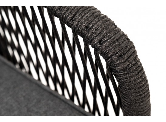 "Канны" кресло плетеное из роупа, основание дуб, роуп темно-серый круглый, ткань темно-серая 027 в Каменске-Уральском