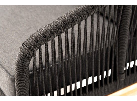 "Канны" кресло плетеное из роупа, основание дуб, роуп темно-серый круглый, ткань темно-серая 027 в Каменске-Уральском