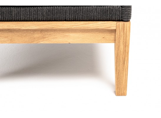 "Канны" кресло плетеное из роупа (узелки), основание дуб, роуп темно-серый круглый, ткань серая в Каменске-Уральском